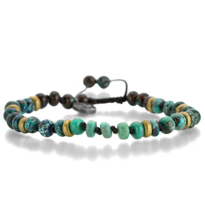 6mm Chrysocolla and Brass Bracelet Joseph Brooks Bracelets