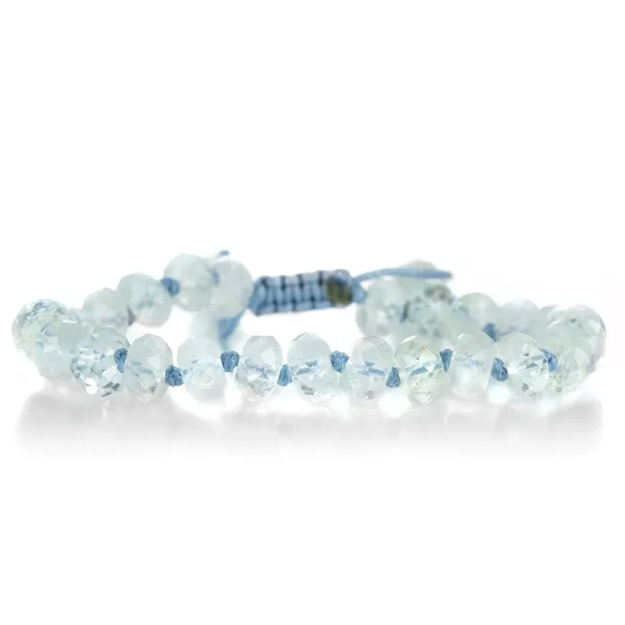 8mm Diamond Cut Aquamarine Rondelle Bracelet Joseph Brooks Bracelets