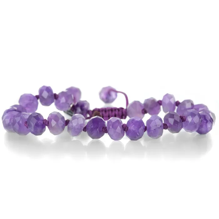 8mm Faceted Amethyst Beaded Macrame Bracelet Joseph Brooks Bracelets