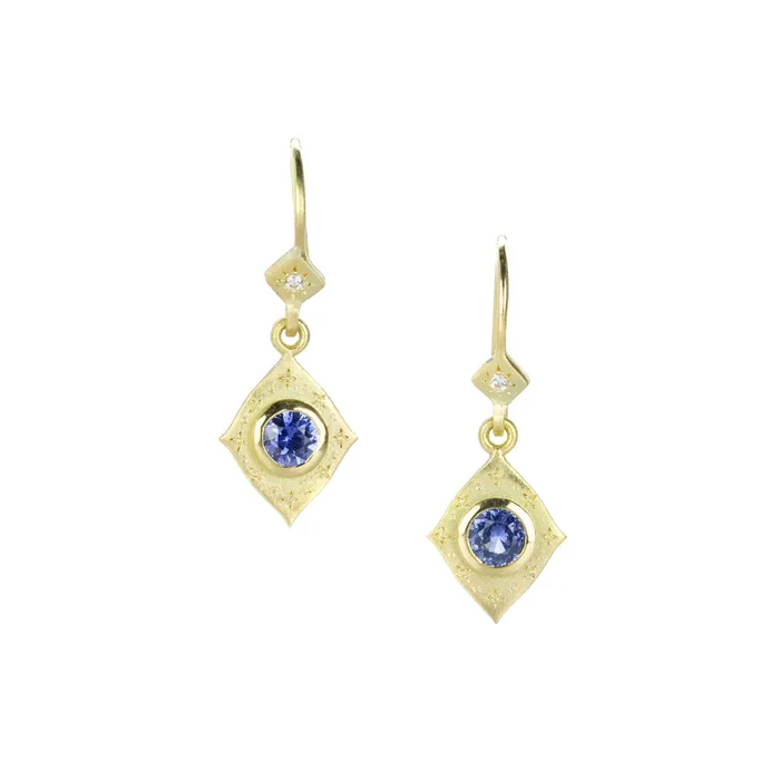 Adel Chefridi Earrings Engraved Sapphire Drop Earrings