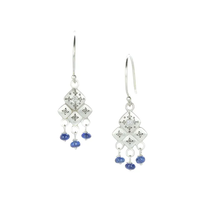 Adel Chefridi Earrings Mosaic Earrings with Sapphire and Diamonds