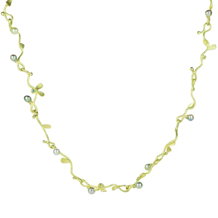 Akoya Pearl and Diamond Necklace Lene Vibe Necklaces