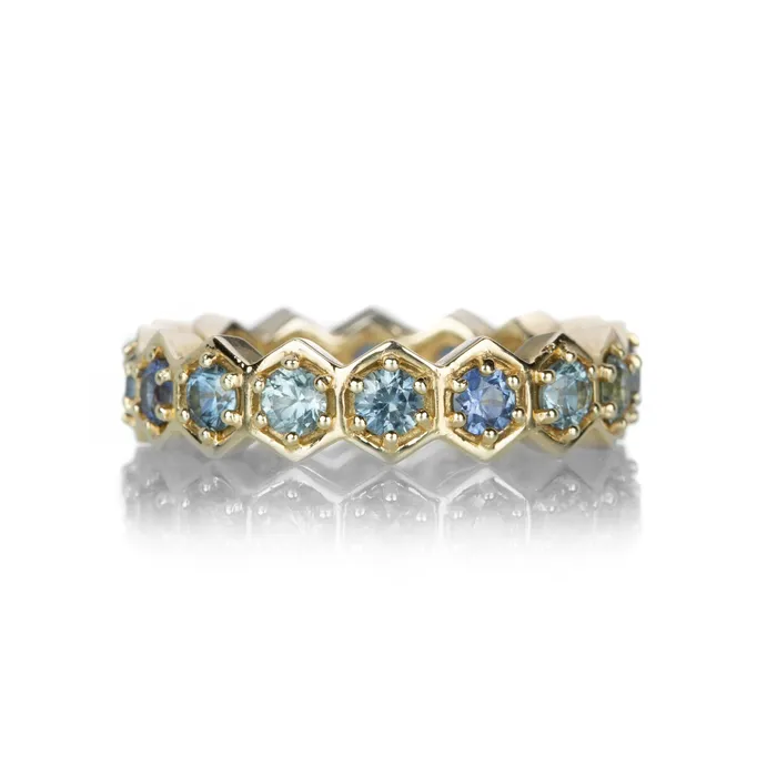 Alexis Kletjian Rings Large Hexagon Montana Sapphire Ring