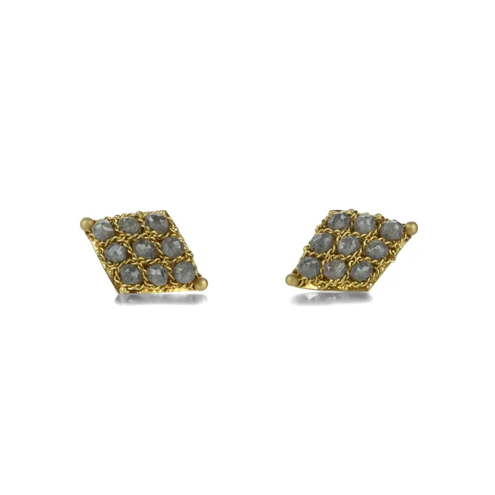 Amali 18k Gray Diamond Textile Studs Pre-Styled Sets