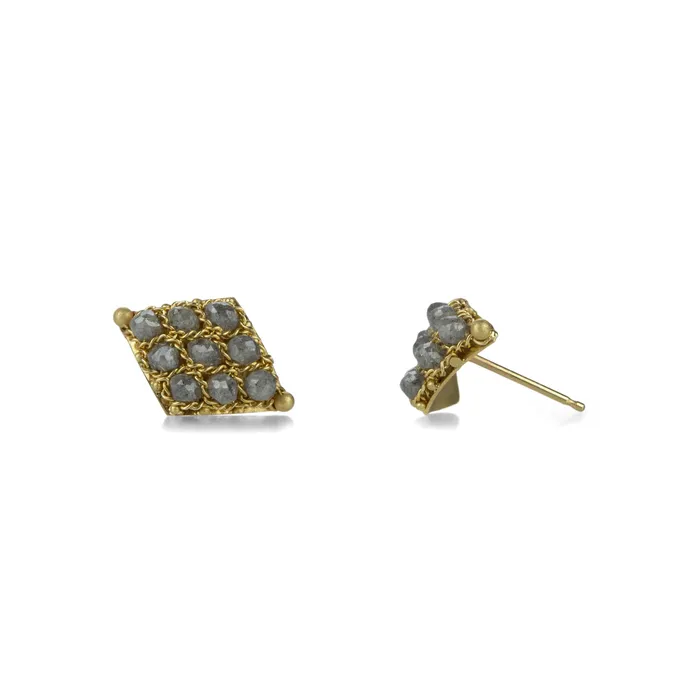 Amali 18k Gray Diamond Textile Studs | Pre-Styled Sets