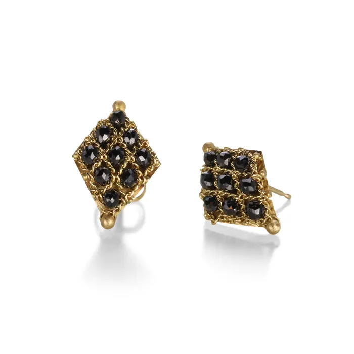 Amali Black Diamond Textile Stud Earrings Earrings