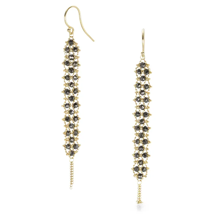 Amali Earrings Black Diamond Textile Earring