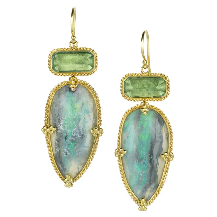 Amali Earrings One of a Kind Opal and Green Quartz Earrings