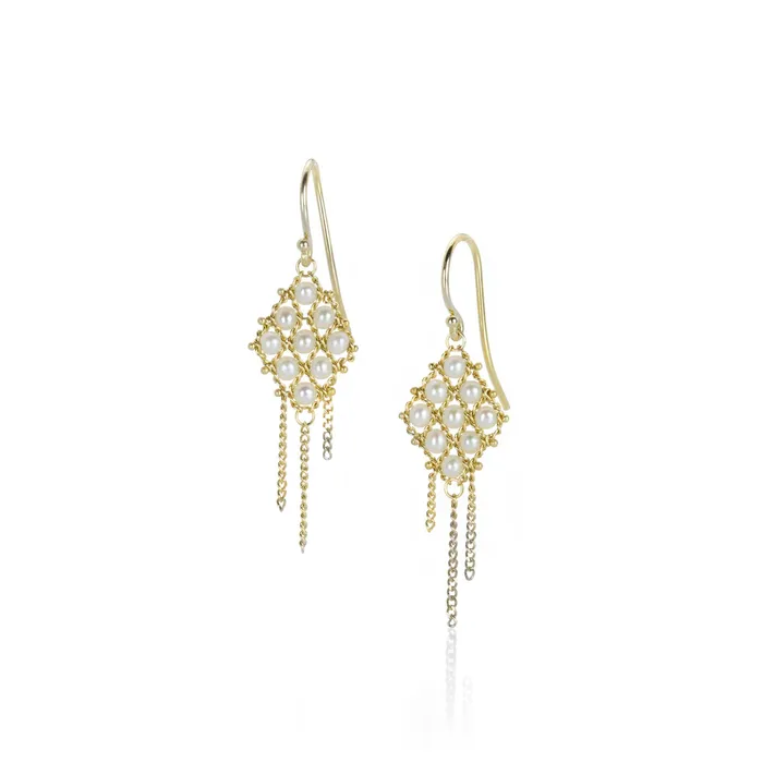 Amali Earrings Pearl Small Textile Earrings