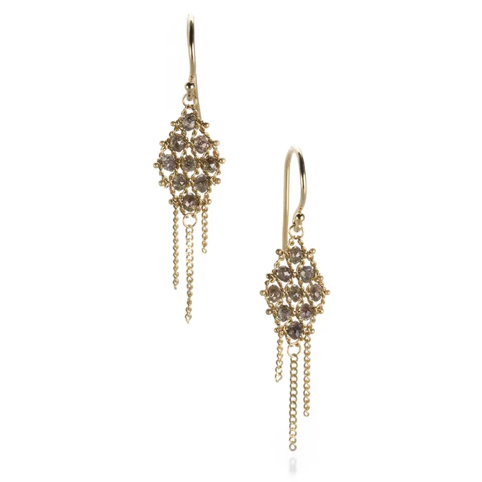 Amali Earrings Small Champagne Diamond Textile Earrings