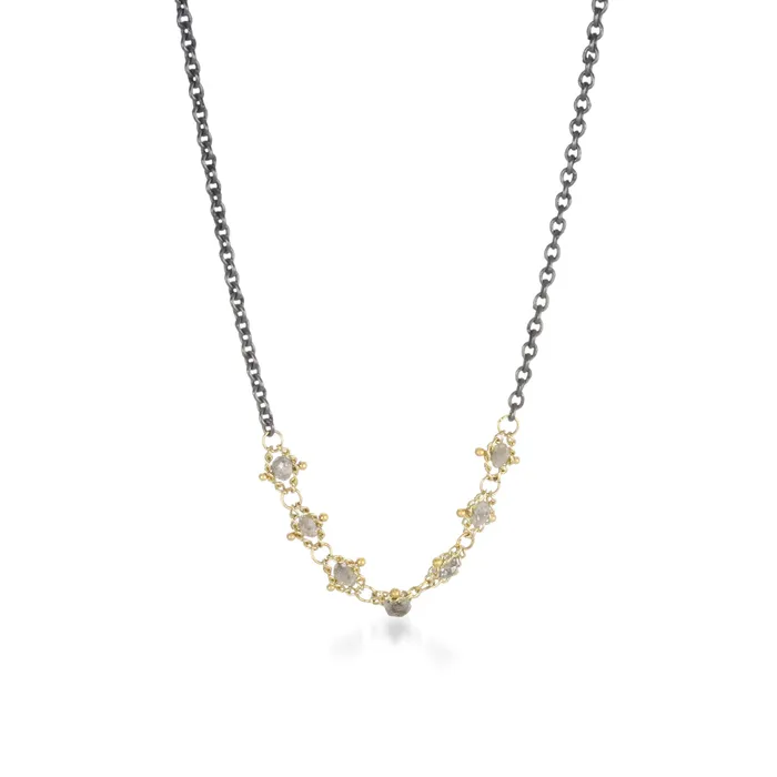 Amali Necklaces Gray Diamond Textile Necklace