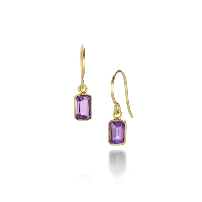 Amethyst Baguette Drop Earrings Margaret Solow Earrings