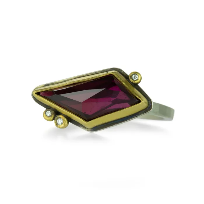 Ananda Khalsa Rings Geometric Rhodolite Garnet Ring