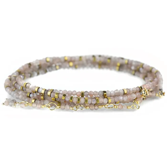 Anne Sportun Bracelets 18k Confetti Mink Moonstone Wrap Bracelet - 34