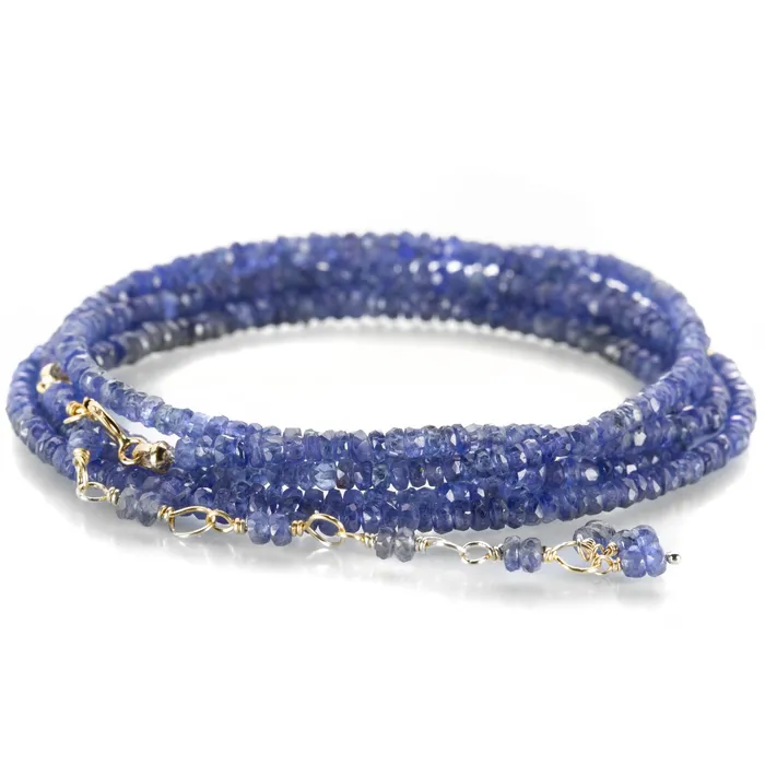 Anne Sportun Bracelets Blue Sapphire Bead Wrap Bracelet