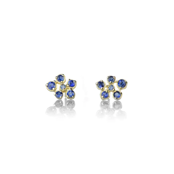 Anne Sportun Earrings Small Flower Cluster Sapphire Stud Earrings