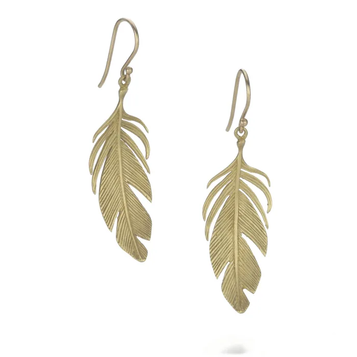 Annette Ferdinandsen Earrings Large Gold Feather Earrings