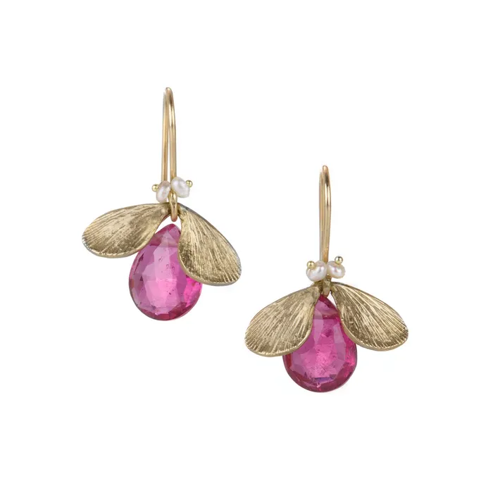 Annette Ferdinandsen Earrings Rubellite Tourmaline Jeweled Bug Earrings