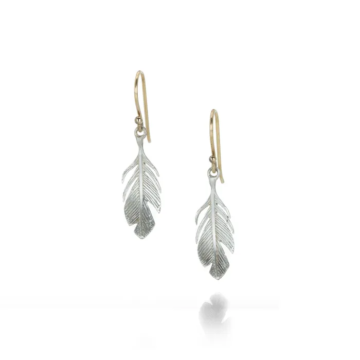 Annette Ferdinandsen Earrings Small Sterling Silver Feather Drop Earrings