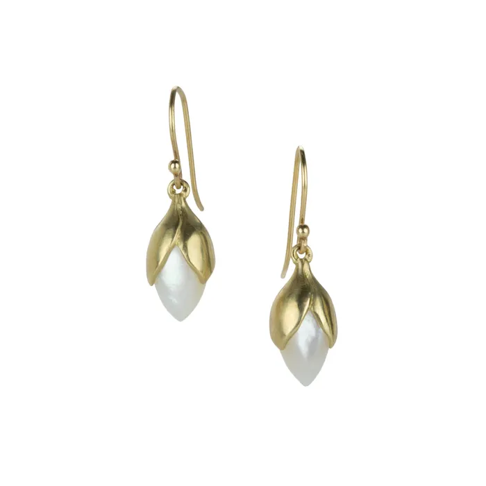 Annette Ferdinandsen Earrings Small White Mother of Pearl Bud Drop Earrings