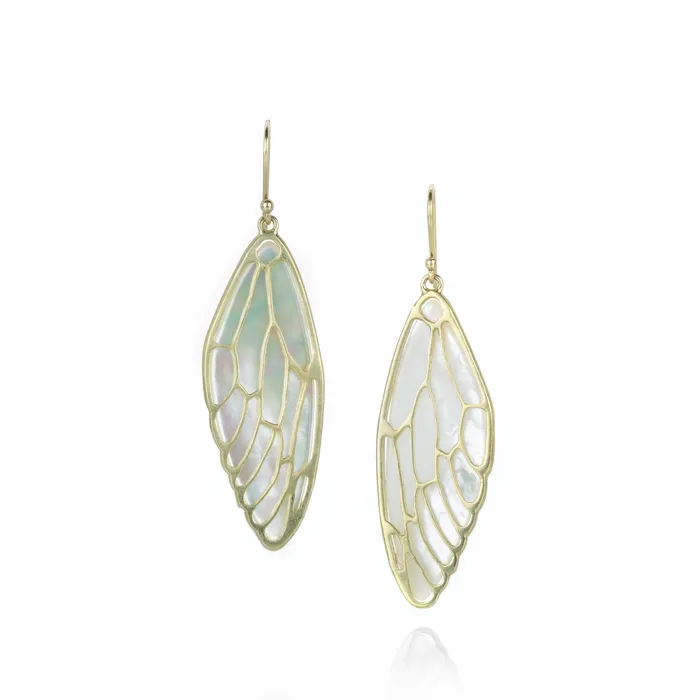 Annette Ferdinandsen Earrings White Mother of Pearl Cicada Wing Earrings