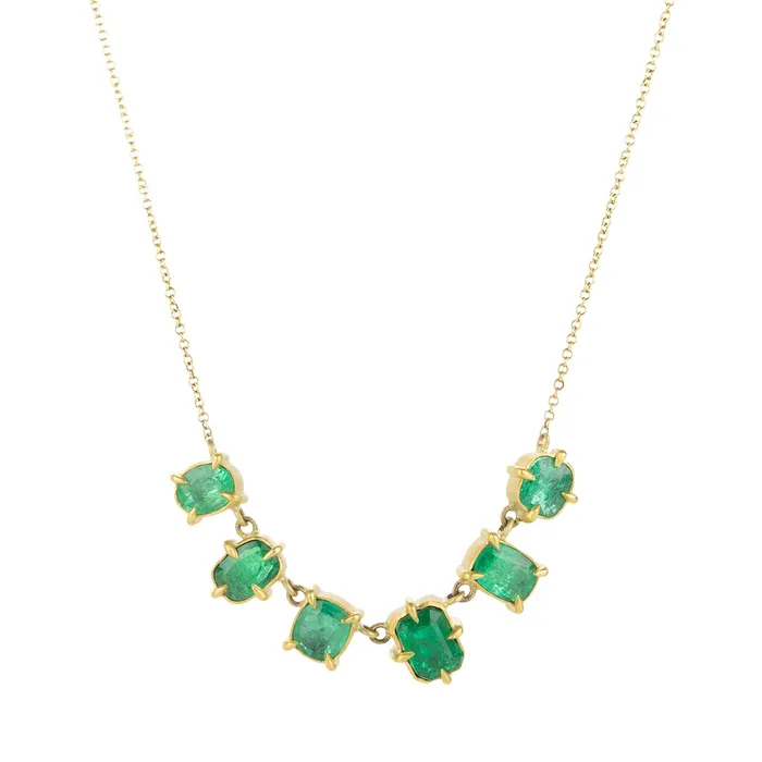 Annie Fensterstock Necklaces Six Emerald Necklace