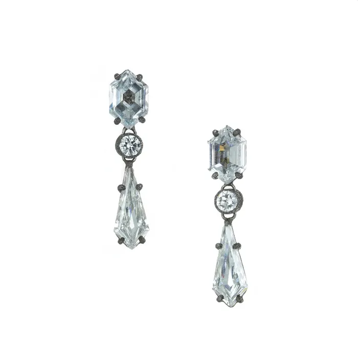 Antique Fancy Cut Diamond Drop Earrings Todd Pownell Earrings