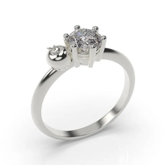 Apple Engagement Ring White Gold Teacher MyUniqueRing Rings