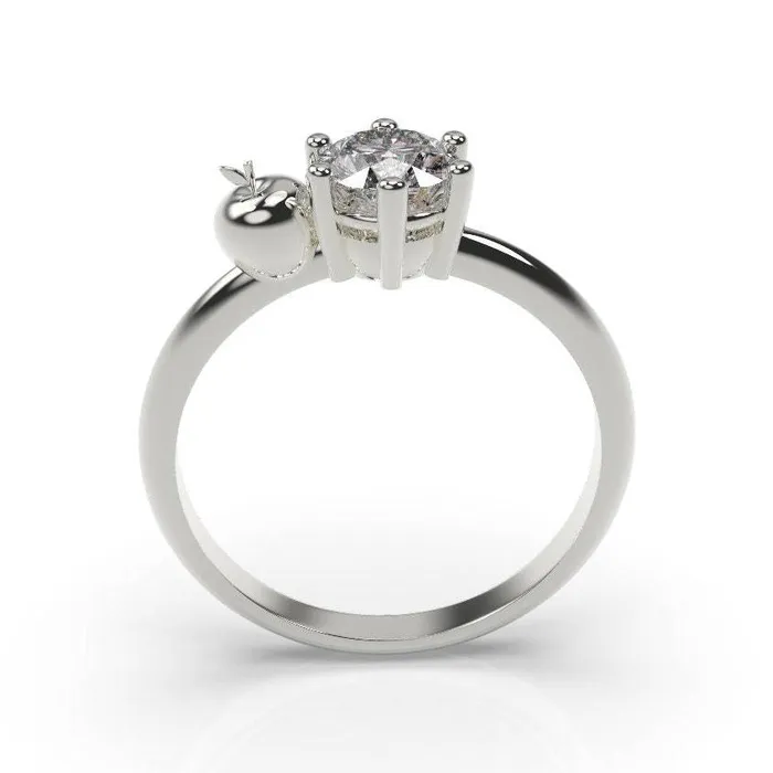 Apple Engagement Ring White Gold Teacher | MyUniqueRing Rings