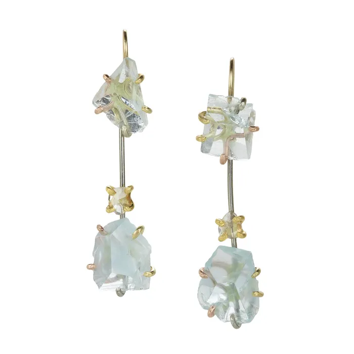 Aquamarine and Diamond Day to Night Earrings Variance Earrings