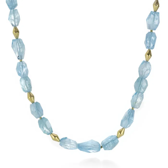 Aquamarine Necklace with Faceted Spacers Barbara Heinrich Necklaces