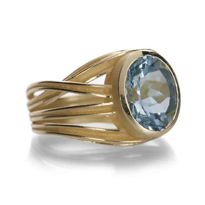 Aquamarine Ribbon Ring Barbara Heinrich Rings