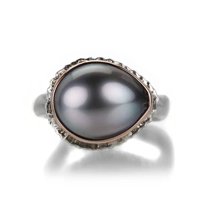 Asymmetrical Gray Tahitian Pearl Ring Jamie Joseph Rings