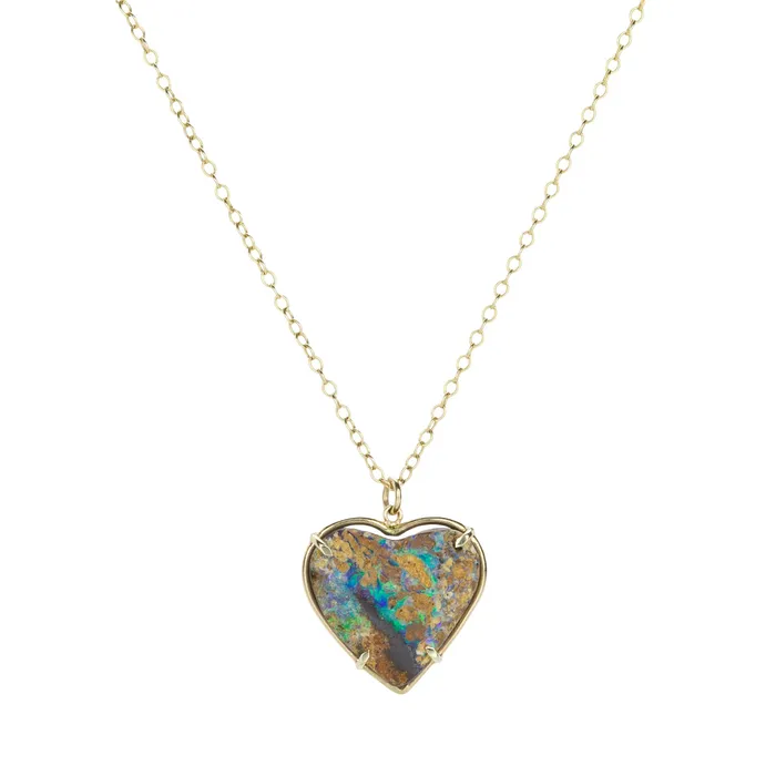 Australian Opal Heart Pendant Necklace Elisabeth Bell Necklaces