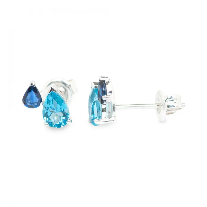 AUTHENTIC GEM IMPORTS Earrings | 14KW 1.05 Cttw Blue Topaz and .27 Cttw Sapphire Earrings