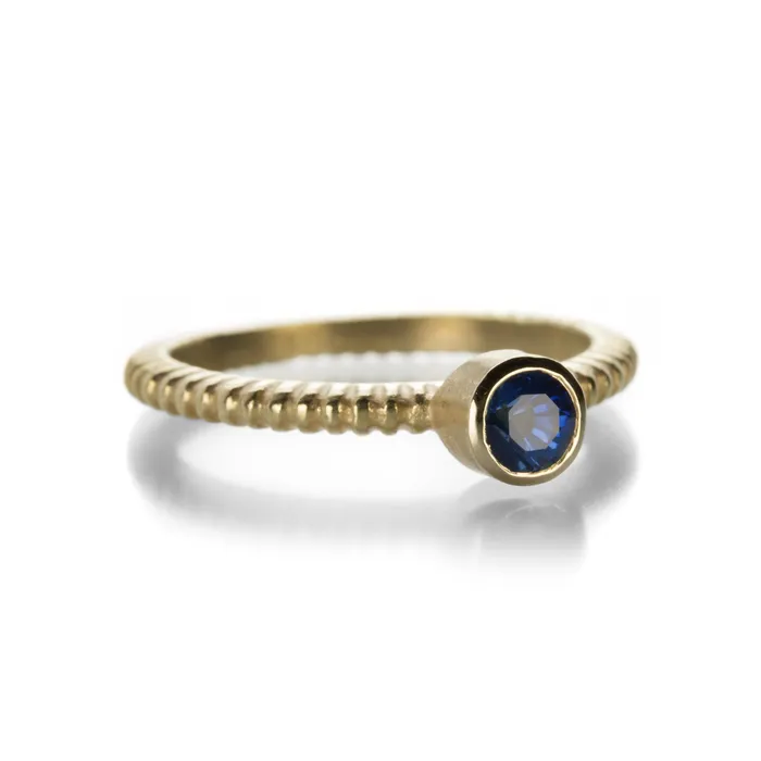 Barbara Heinrich Blue Sapphire Ring with Ridged Band Rings