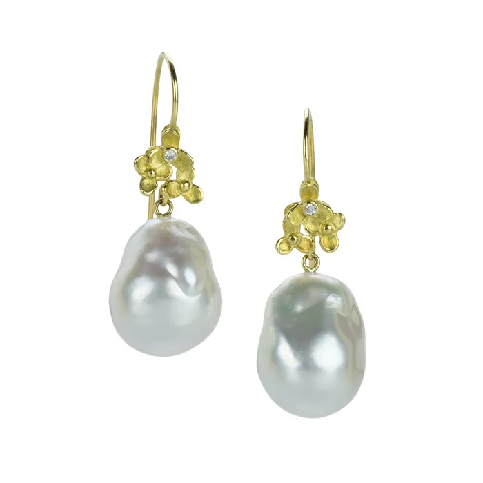 Barbara Heinrich Earrings Baroque Silver White Pearl Earrings