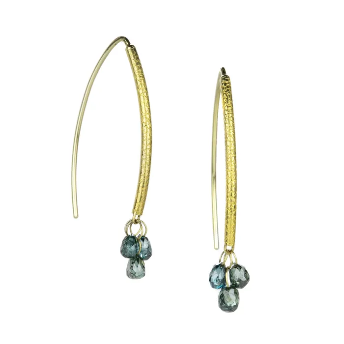 Barbara Heinrich Earrings Blue Diamond Navette Drop Earrings