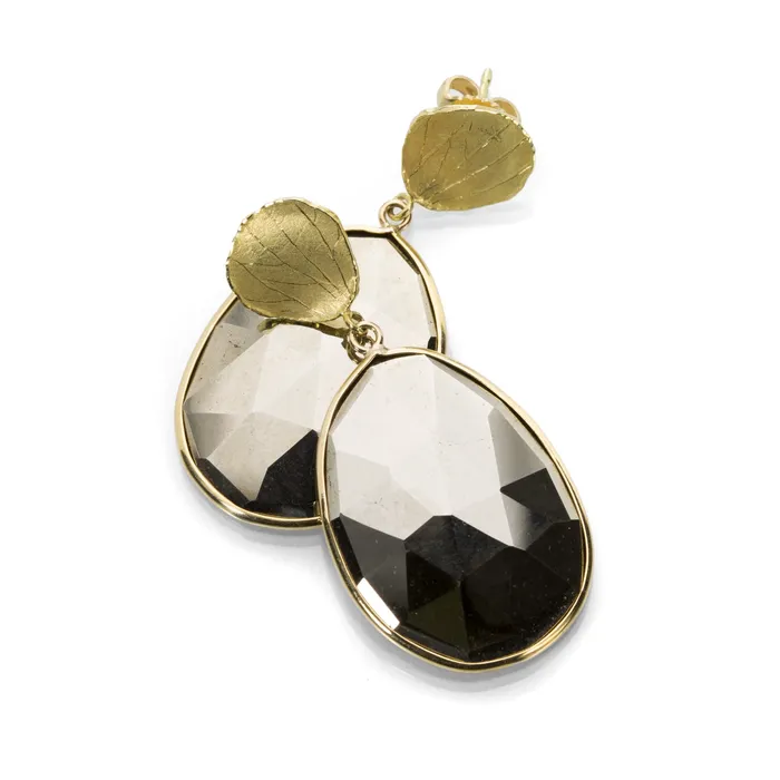 Barbara Heinrich Earrings Faceted Pyrite Slice Earrings