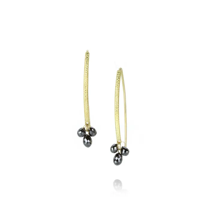 Barbara Heinrich Earrings Navette Earrings with Black Diamonds