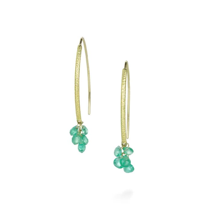 Barbara Heinrich Earrings Navette Earrings with Emerald Briolettes