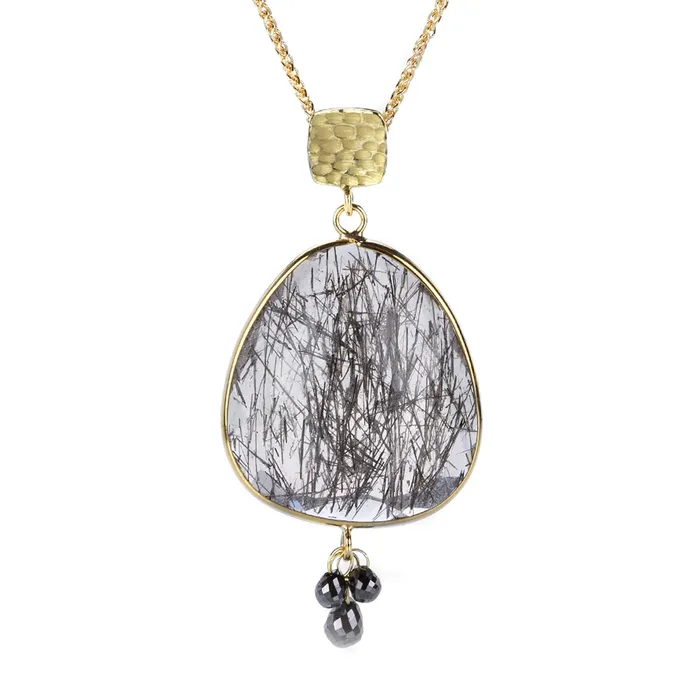 Barbara Heinrich Necklaces Diamond and Tourmalated Quartz Necklace