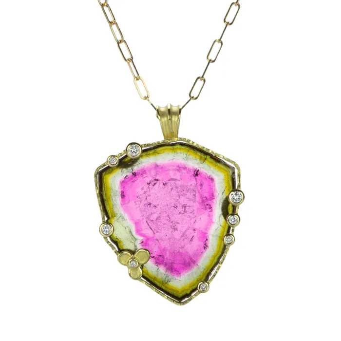 Barbara Heinrich Necklaces Trillion Watermelon Tourmaline Slice Necklace