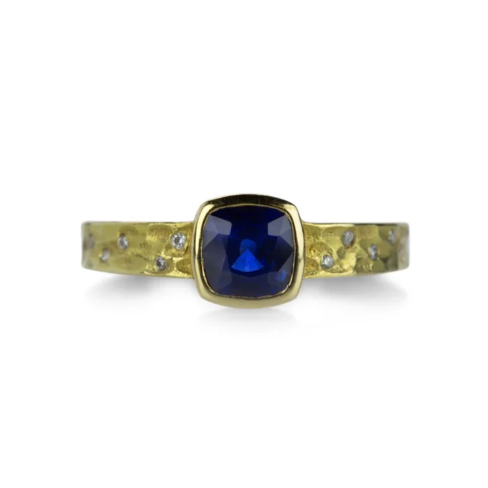 Barbara Heinrich Rings Cushion Cut Blue Sapphire Glacier Ring