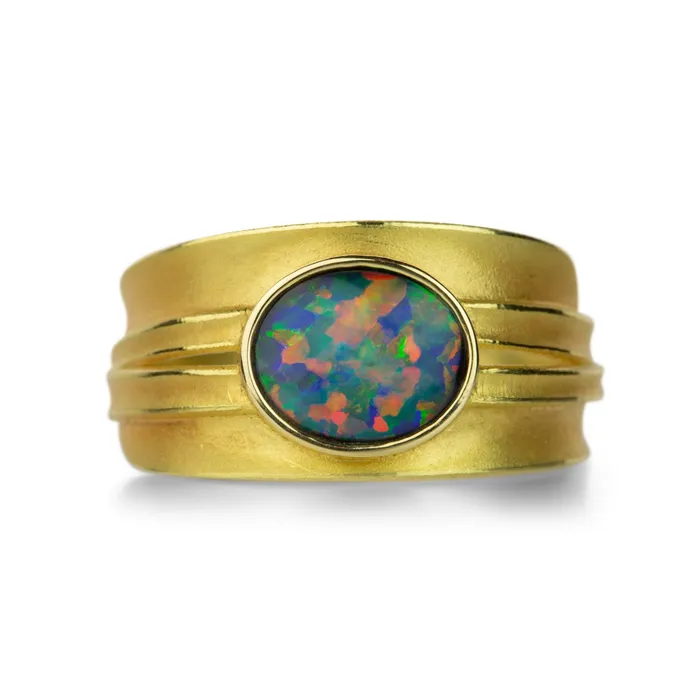 Barbara Heinrich Rings Lightning Ridge Opal Blade of Grass Ring