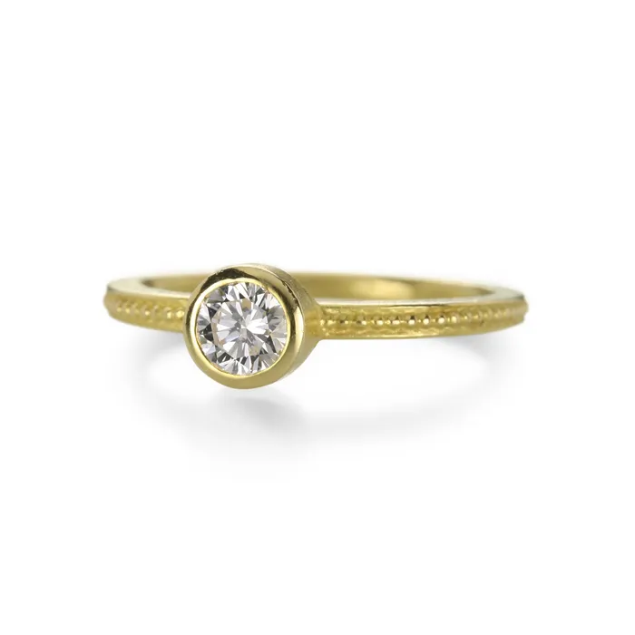 Barbara Heinrich Rings Round Diamond Ring with Granulated Shank