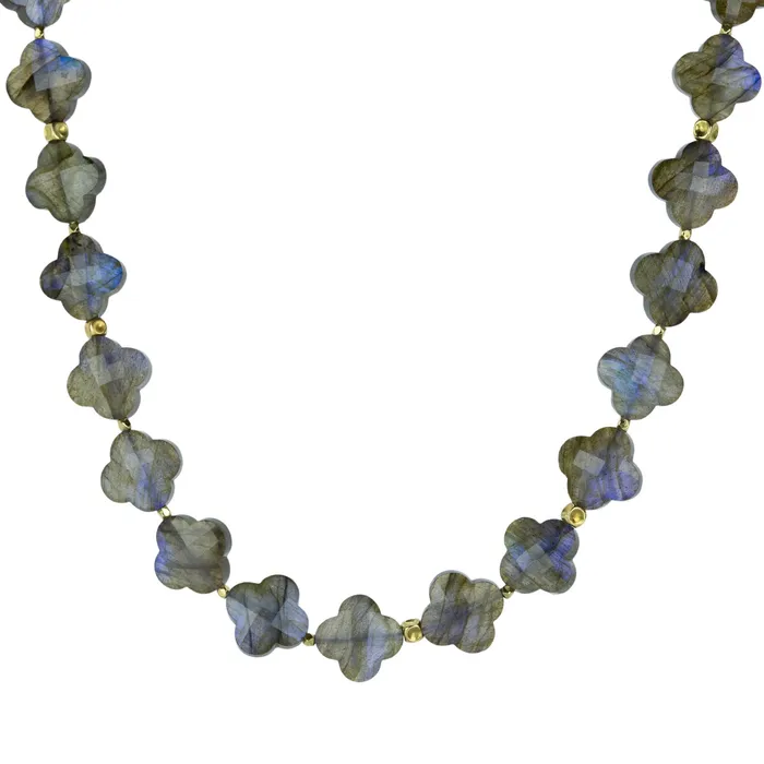 Beaded Labradorite Clover Necklace Barbara Heinrich Necklaces