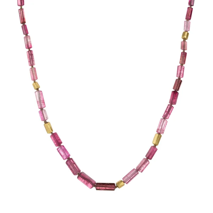 Beaded Pink Tourmaline Necklace Ananda Khalsa Necklaces