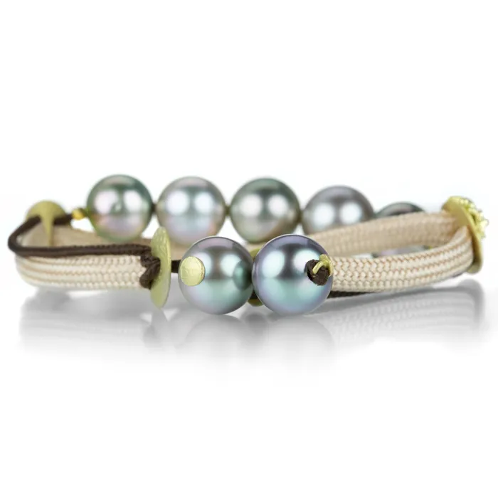 Beige Nylon Cord Tahitian Pearl Bracelet | Lene Vibe Bracelets