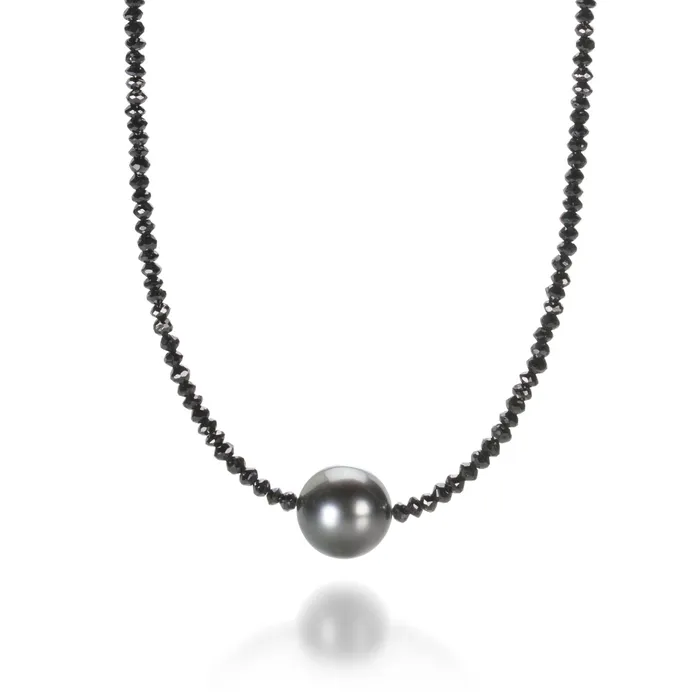 Black Diamond and Tahitian Pearl Necklace Gellner Necklaces